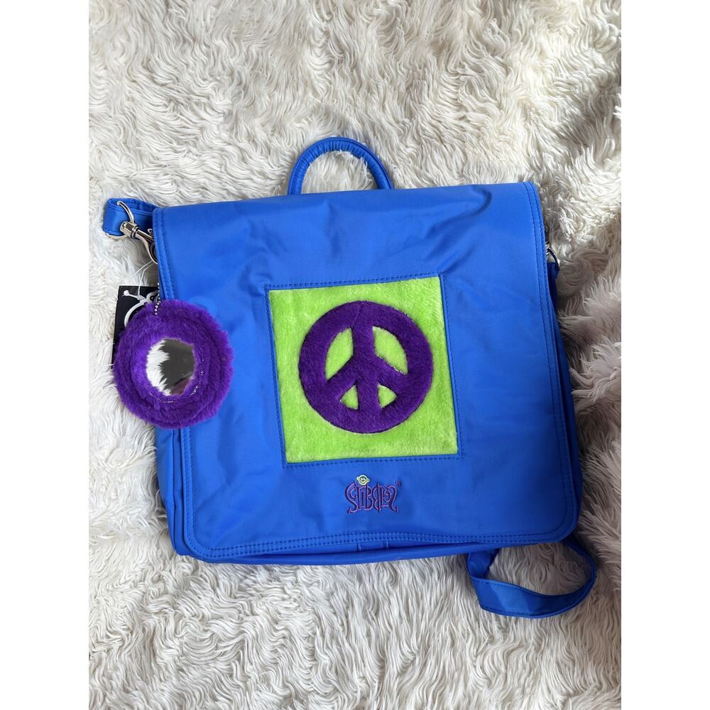 NOS Y2K Fuzzy Peace Sign Convertible Bag